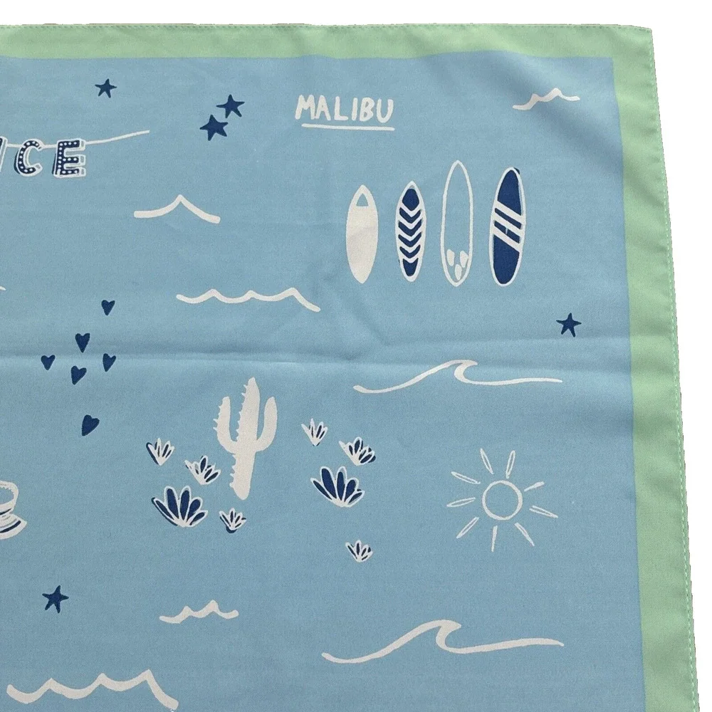 BCBG Generation Sky Blue Mint Green California Silky Feel Preppy Square Scarf